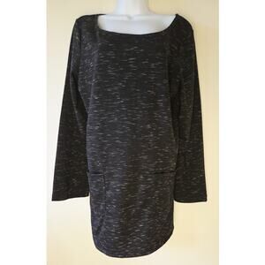 Studio M Black Space Dye 3/4-Sleeve Front Patch Pockets Tunic Size XL